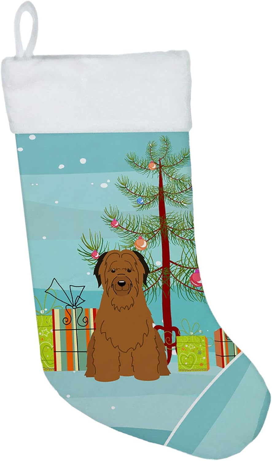 Merry Christmas Tree Dogue de Bordeaux Stocking - Festive Fireplace Decor for Holidays