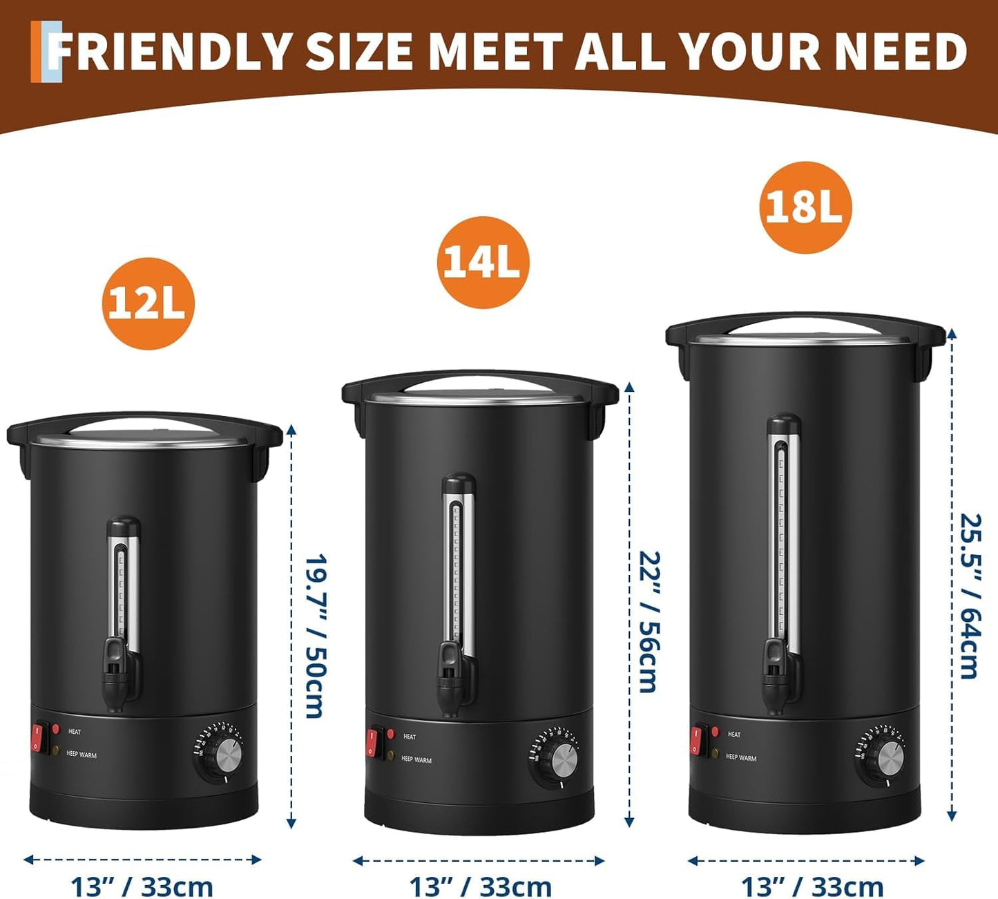 PeacefulHues 80 Cup Commercial Coffee Urn - 12L/3.2Gal Stainless Steel Electric Coffee Maker With Double Wall Insulation, Hot Beverage & Water Dispenser for Weddings, Parties, Catering, Buffets