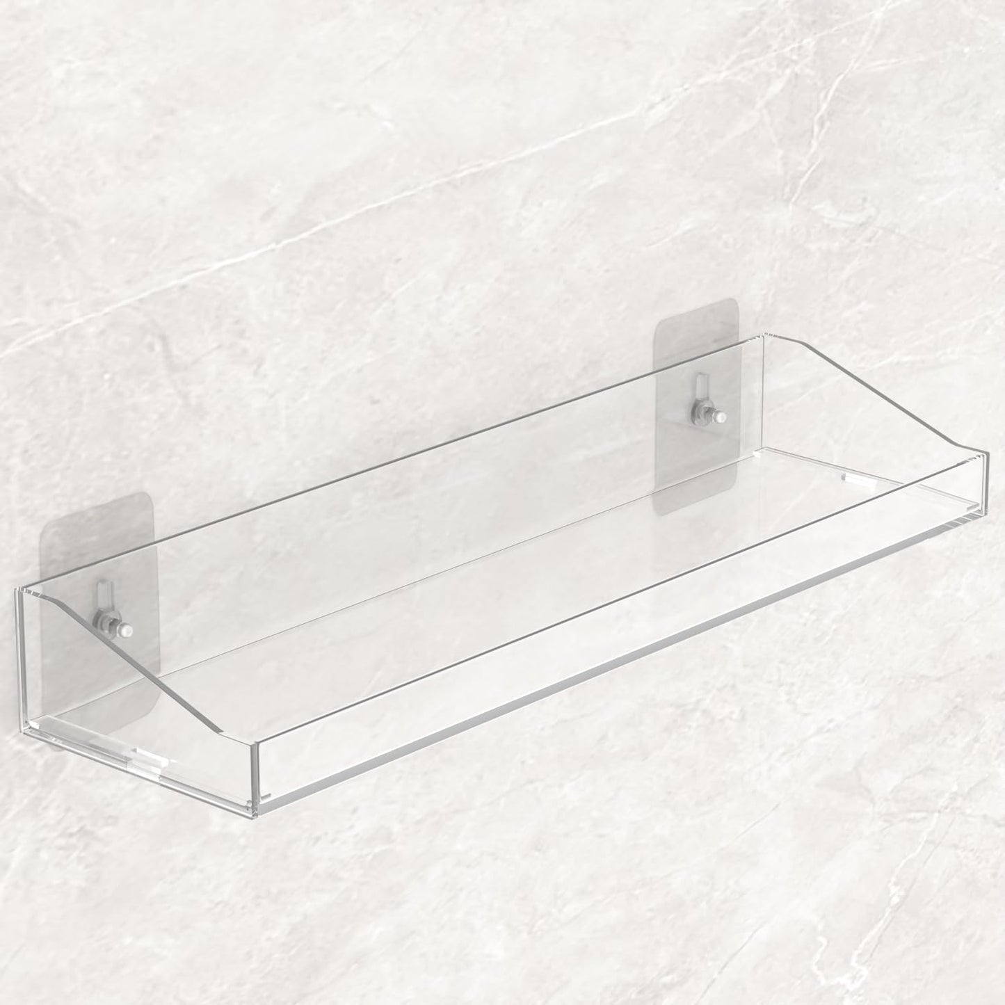 Skiennix Acrylic Floating Shelves - 15" Wall Organizer for Bathroom, Bedroom & Nursery | Clear 6-Pack