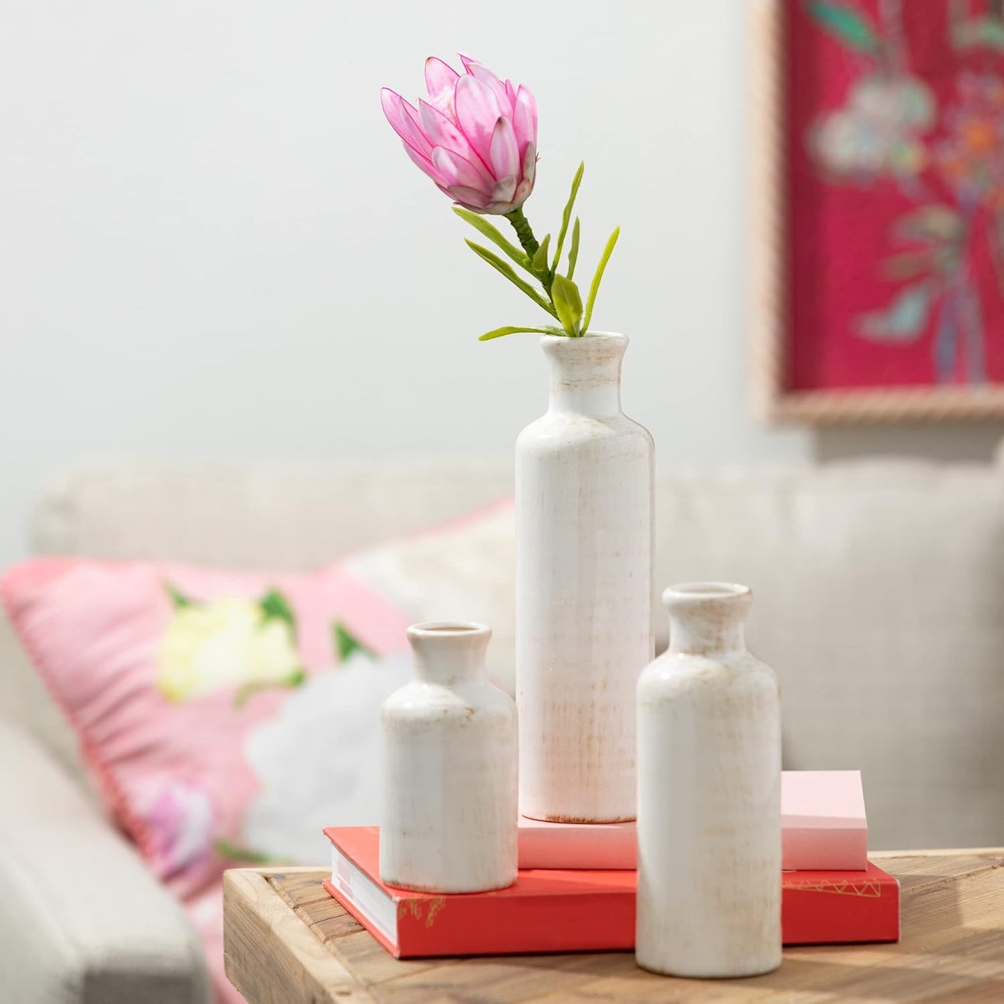 Red Vase Set - Boho Farmhouse Decor for Kitchen, Bedroom & Living Room - CM2407