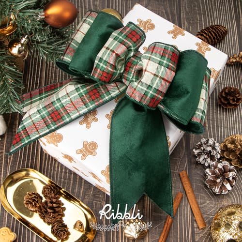 Ribbli Christmas Wrapping Paper 6 Rolls Vintage Matte Gift Wrap with Gingerbread Men, Bows, Red & Green Stripes – 30" x 10 ft (Pack of 1: White/Red/Green)