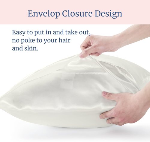 BEDELITE Satin Pillowcase - Super Soft & Cooling for Hair and Skin | 2 Pack, Standard Size 20"x26", Ivory