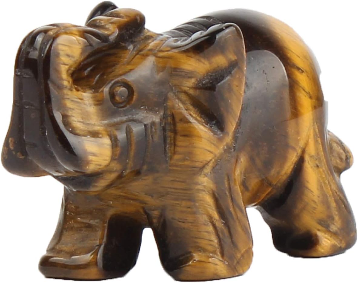 Opal Opalite Elephant Statue - 1.5" Natural Stone Carved Figurine for Chakra Healing