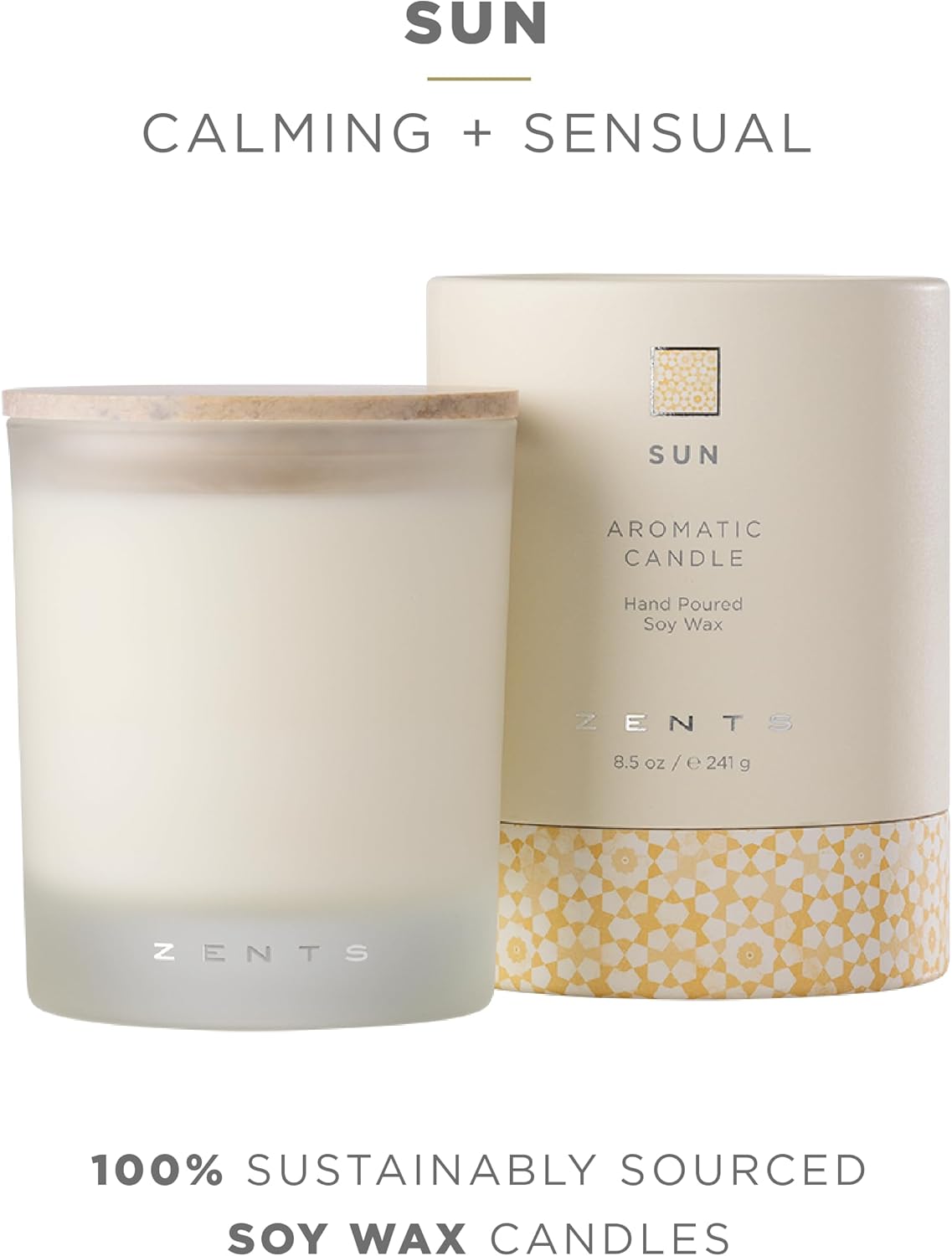 Zents Scented Soy Wax Candle (Earth - Sandalwood & Fir Needle), Large Jar Single Wick, Uplifting Home Decor Accent, 8.5 oz