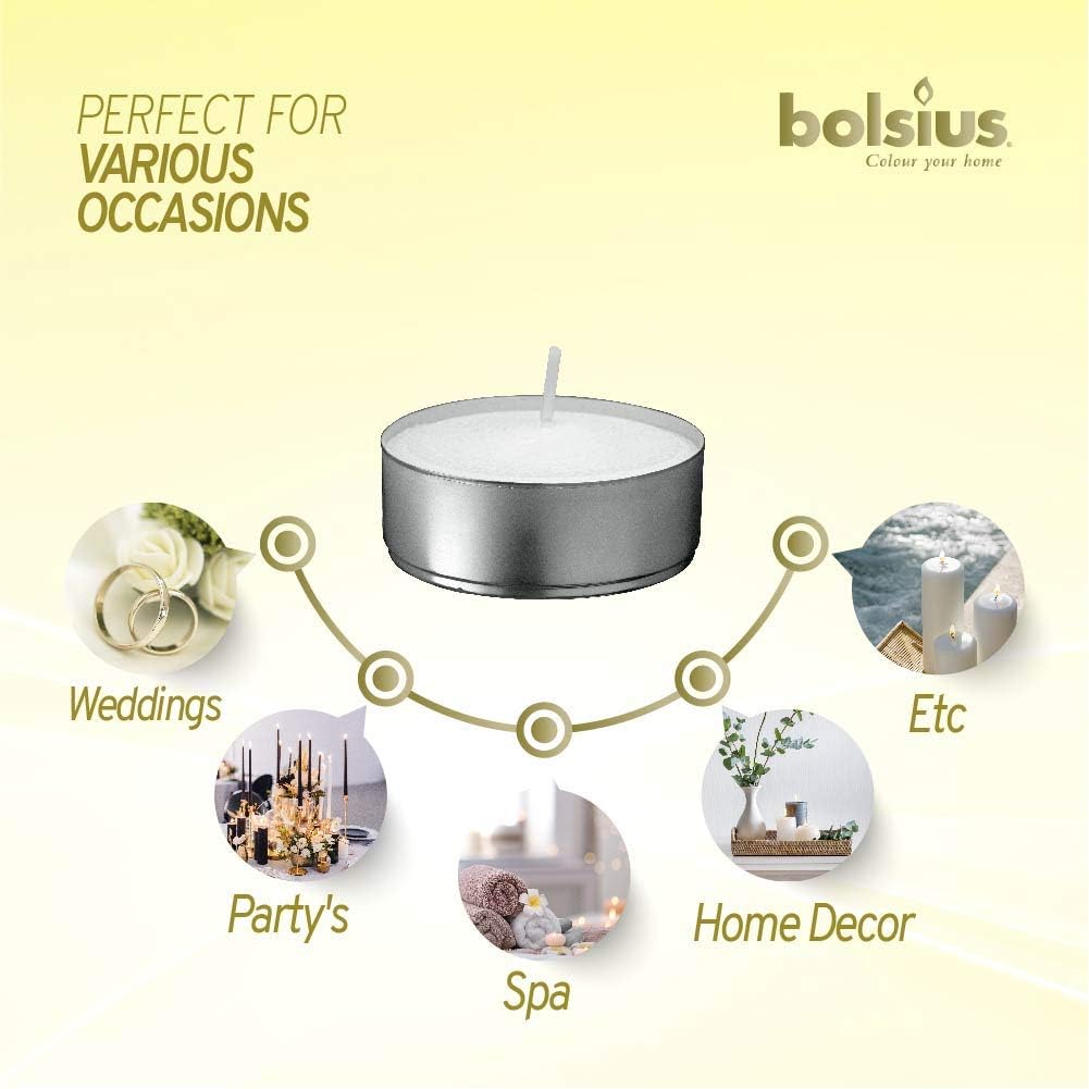 Premium Unscented Tea Lights - 100 Pack, 3.5 Hours Burn Time - Smokeless & Cotton Wick for Weddings, Parties, Home Décor
