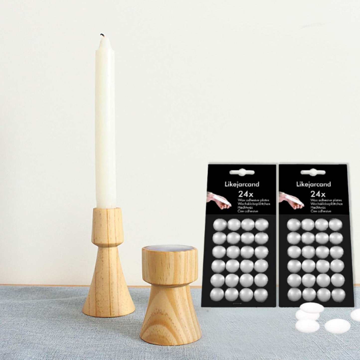Skiennix 24 Adhesive Candle Holders - White Taper Candle Grips for Secure Display