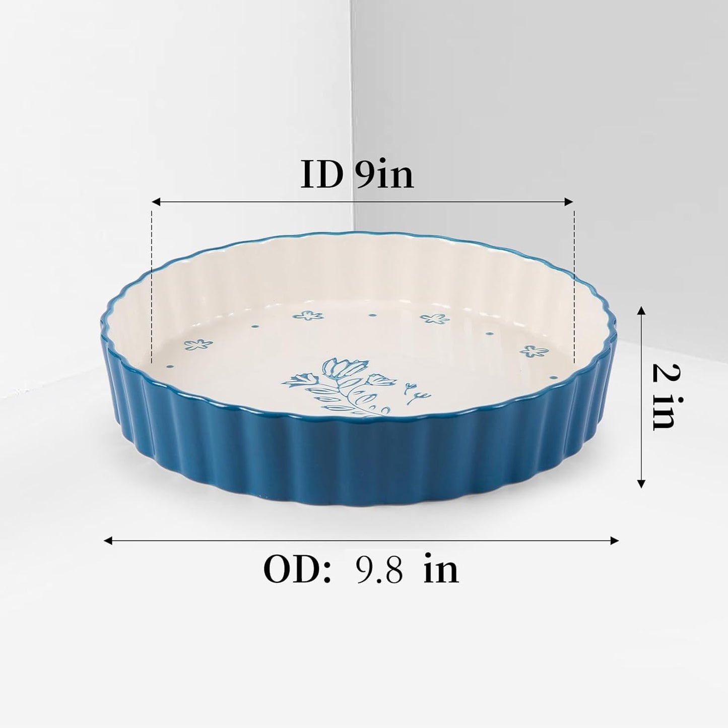 Wisenvoy Ceramic Pie Pan - 9 Inch Deep Dish Tart Pan for Perfect Quiches and Pies