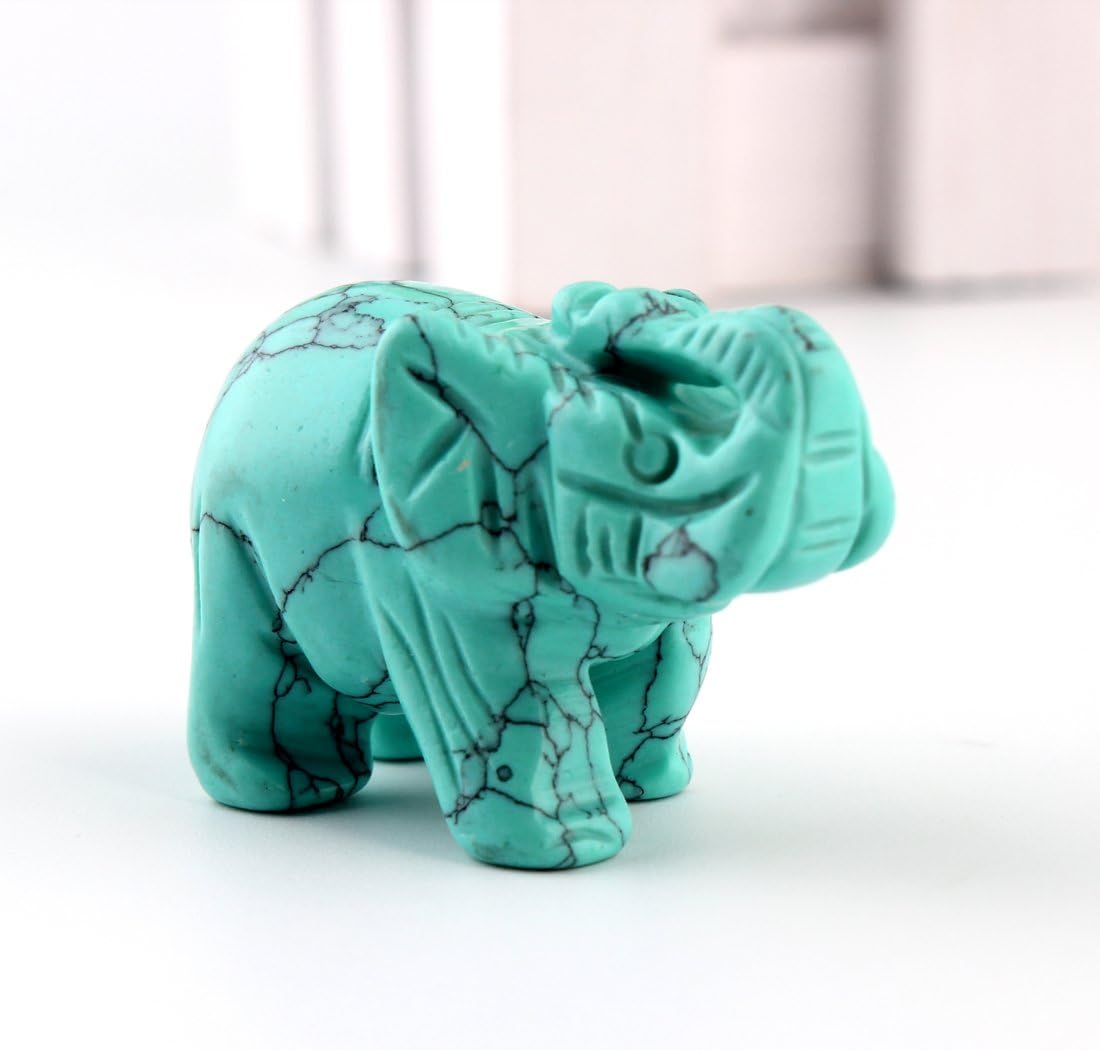 Opal Opalite Elephant Statue - 1.5" Natural Stone Carved Figurine for Chakra Healing