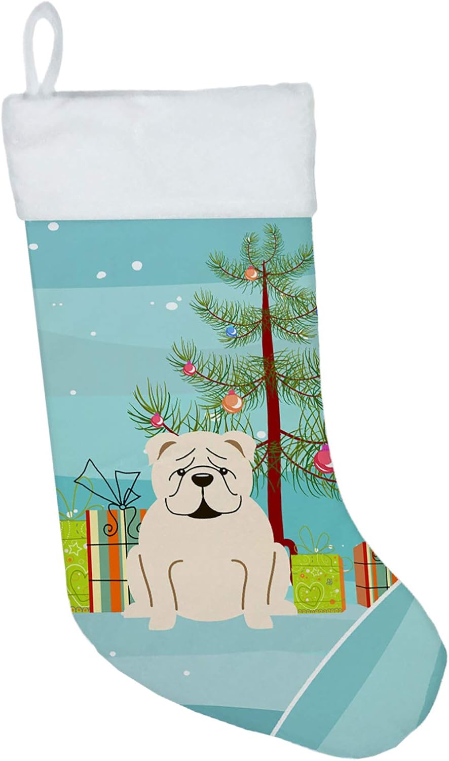Merry Christmas Tree Dogue de Bordeaux Stocking - Festive Fireplace Decor for Holidays