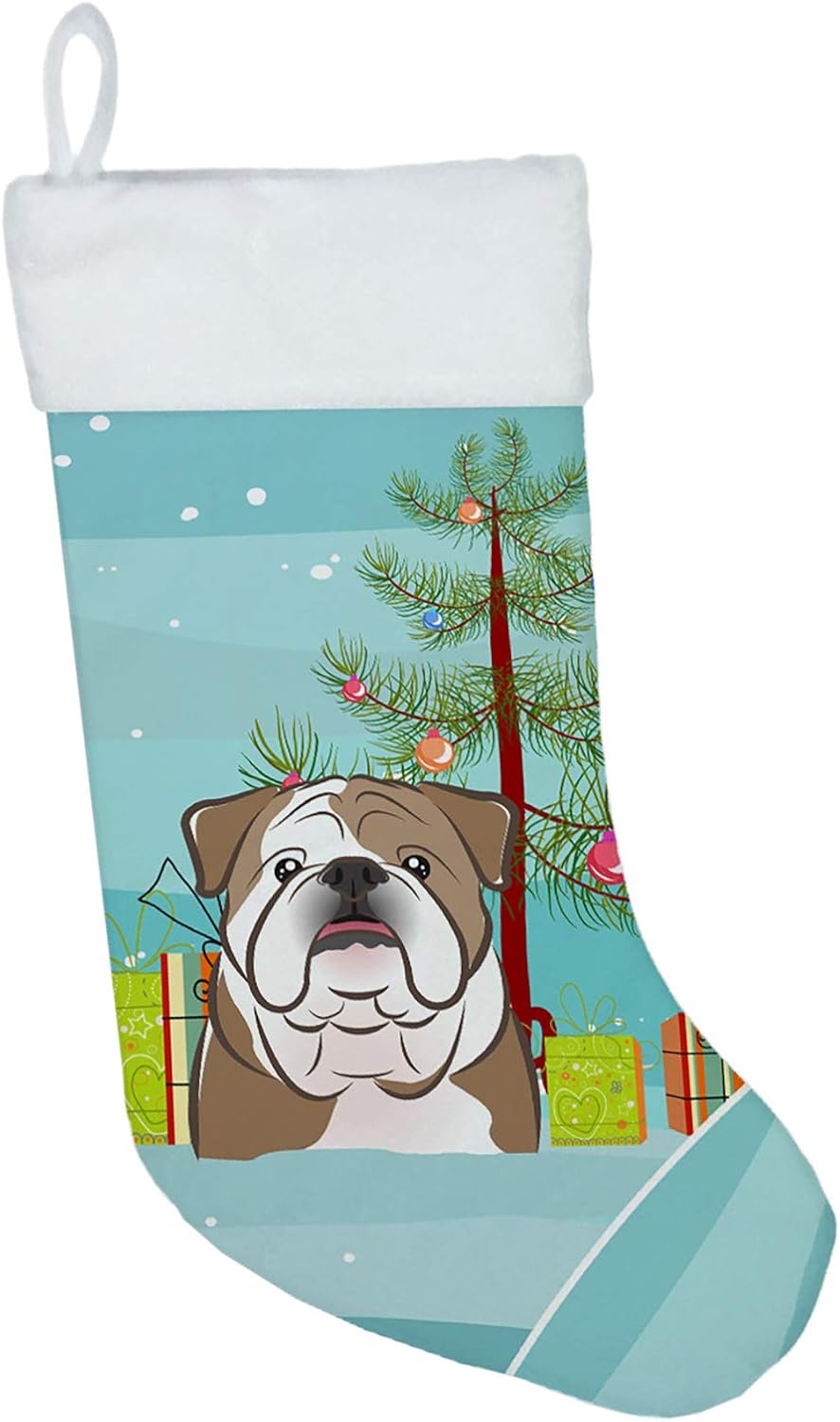 Shih Tzu Christmas Stocking - Chocolate Brown Dog Holiday Decor for Fireplace