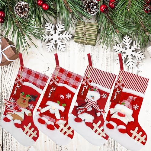 Ogrmar 4-Pack Christmas Stockings 17.8 Inches Large Holiday Decor Set