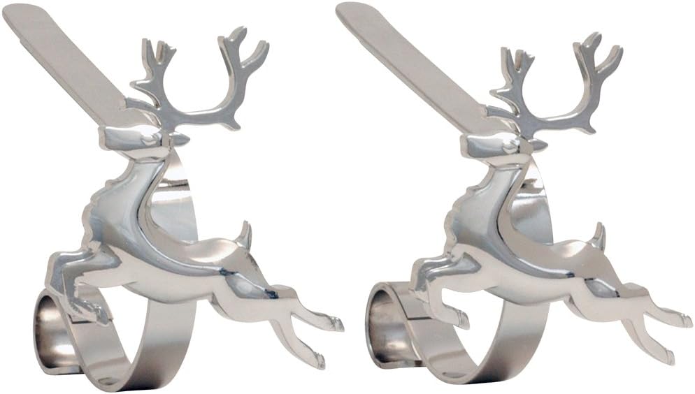 Gold MantleClip Stocking Holders Set - 4-Pack Removable ZINC Alloy Holiday Icons