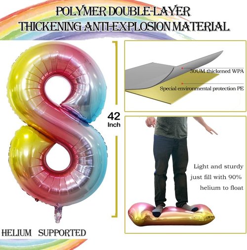 GOER Jumbo 18 Inch Foil Balloons - Sweet 18 Birthday Decorations | Rainbow Helium 81 Balloons