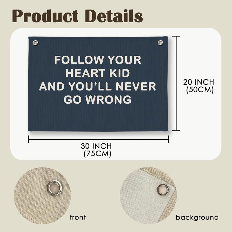 ShowDraven Boy Nursery Decor, Inspirational Wall Decor Hanging Linen Banner, Navy Blue Motivational Wall Flag for Kids Boys Room Playroom Nursery Decor, 20x30 Inch