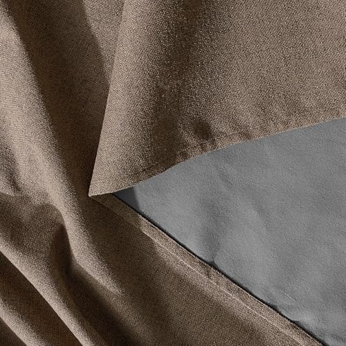 RYB HOME Brown Blackout Curtains 52 x 96 Inches, Pack of 2, Linen-Textured, Thermal Insulated for Living & Dining Rooms