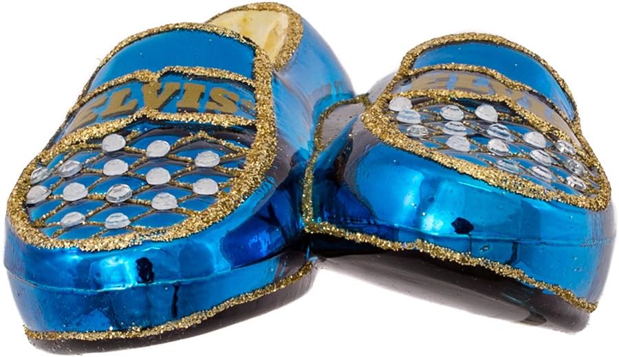 Elvis Presley Blue Suede Shoes Glass Ornament - 5-Inch Kurt Adler Collectible