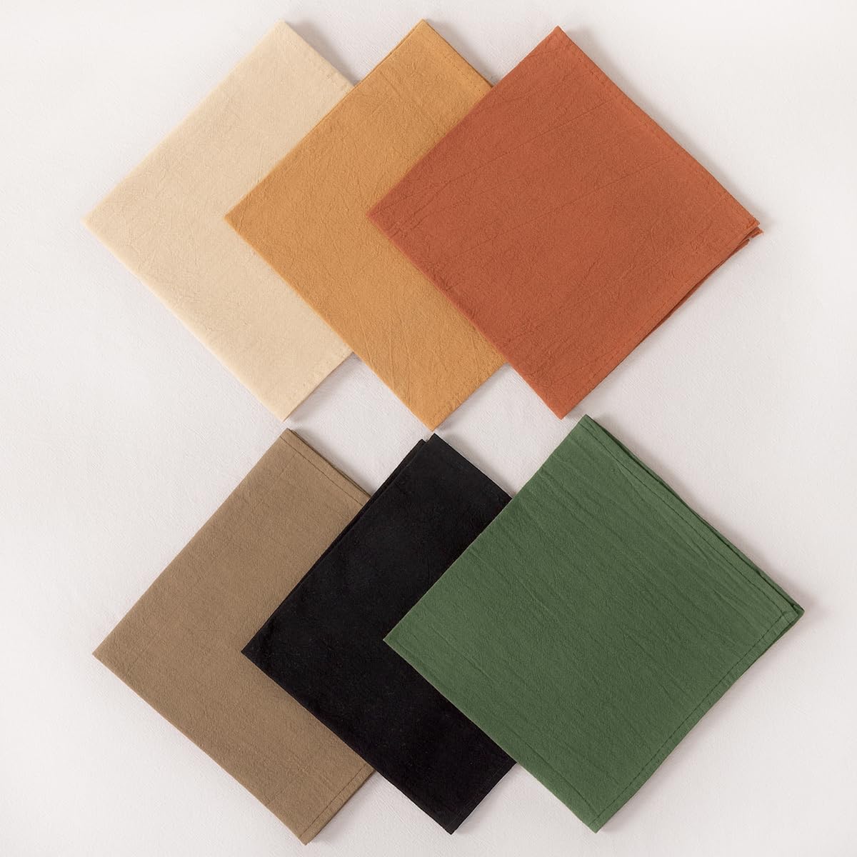 Socomi Cloth Napkins Green Summer Washable Reusable Bulk Linen Cotton Napkins Set of 6 17"x17" for Wedding Party Bridal Baby Shower Birthday Dining Table Decorations