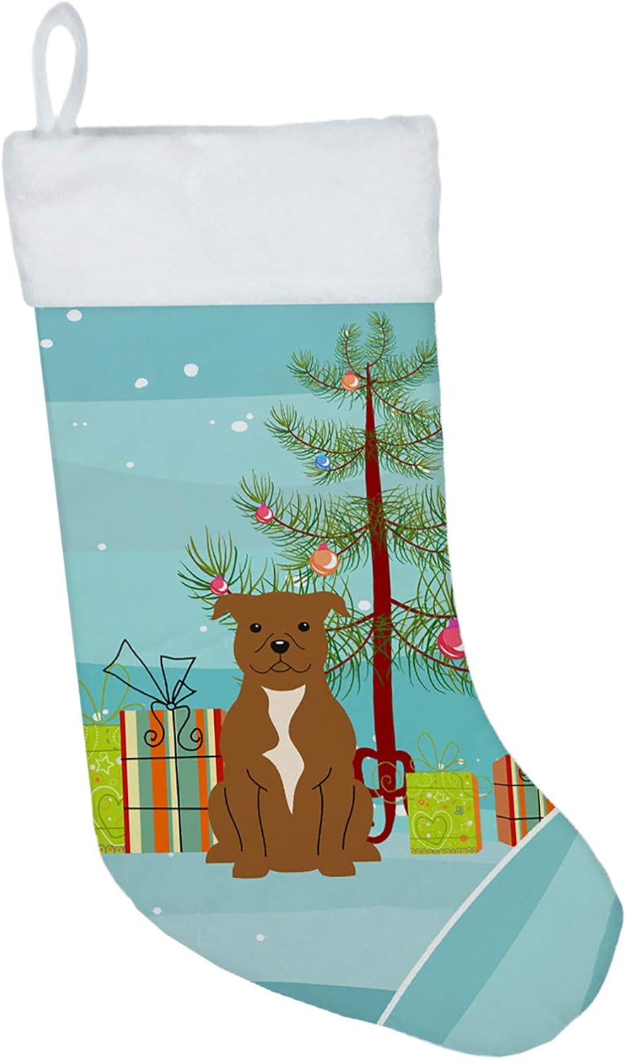 Merry Christmas Tree Dogue de Bordeaux Stocking - Festive Fireplace Decor for Holidays