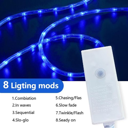 150Ft Led Rope Lights,1080 LEDs Waterproof Indoor Outdoor Party Decorative Lighting with 8 Modes,Connectable and Flexible Rope Lighting for Garden,Pool,Home,Bedroom (Blue, 150 Ft)