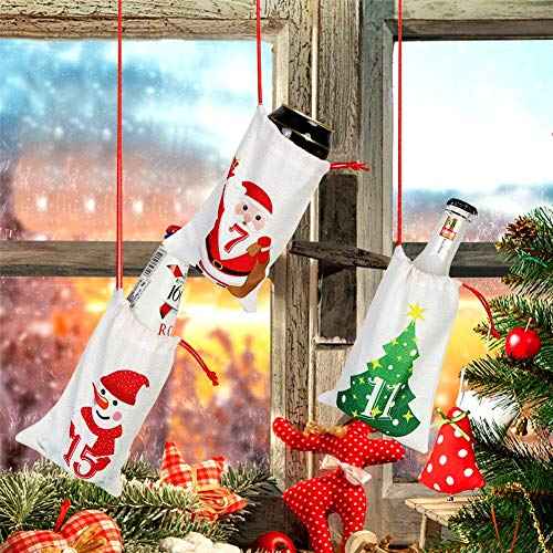 OurWarm Christmas Advent Calendar 2025, 24 Days Burlap Hanging Advent Calendars Candy Gift Bags DIY Xmas Countdown Christmas Decorations for Kids Wall Home Office Holiday Decor