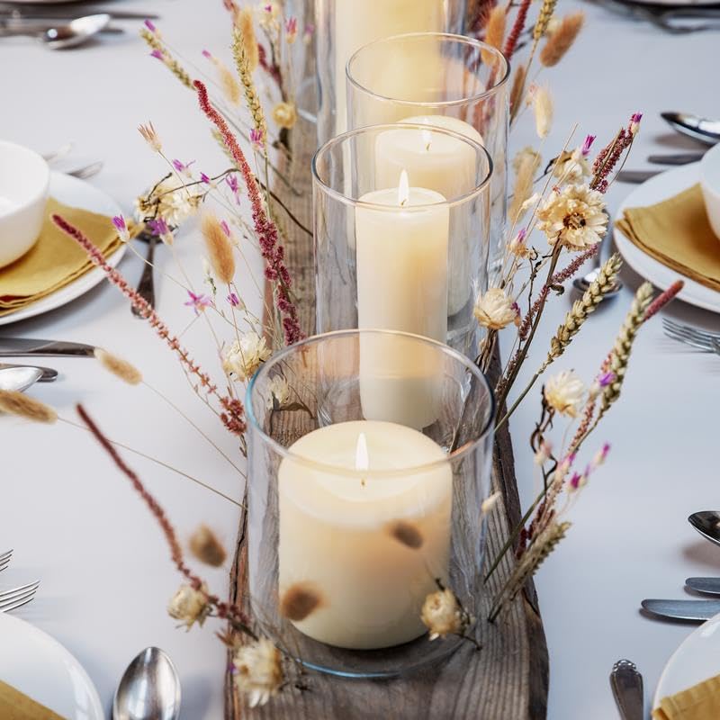 12 Ivory Pillar Candles Set - Unscented Dripless Long Burn 2.7 x 5 Inch