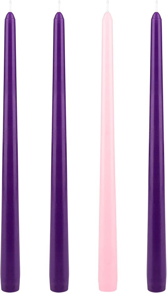 12-Inch Unscented Advent Candles Set - Hand-Poured Premium Wax Taper Candles for Christmas, Events & Gifts (4 pcs)