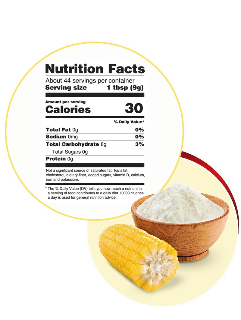 Klass Corn Starch 100% Pure 1.76 Pounds - 0% Calories 0% Total Fat & Sugar Free (28.2 Oz Pack of 2)