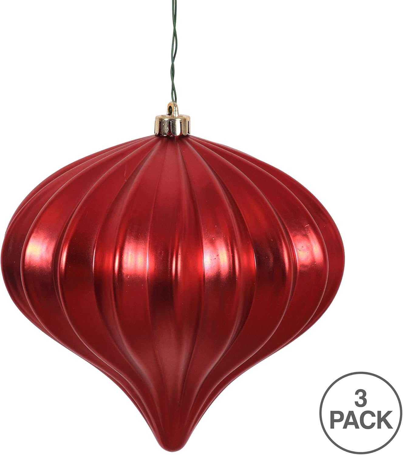 Burnished Orange Matte Onion Christmas Ornaments - UV Treated, Set of 3 by Vickerman