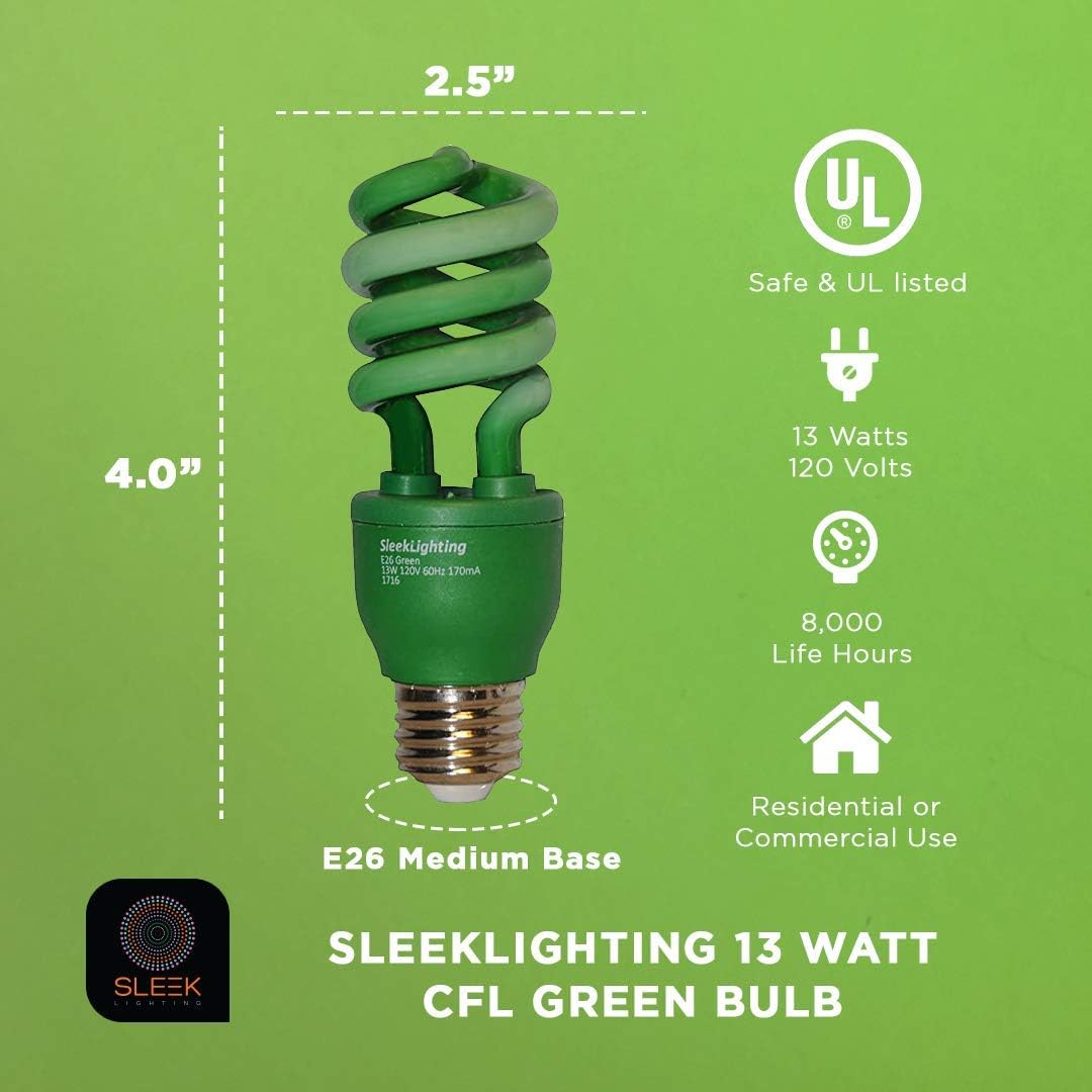 13W Orange Spiral CFL Light Bulb - UL Approved, E26 Medium Base, Pack of 4