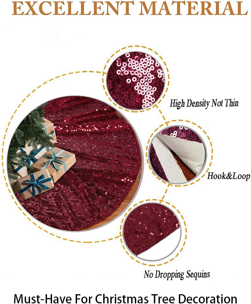 48-Inch Silver Sequin Christmas Tree Skirt - Reusable Holiday Decor for Festive Parties