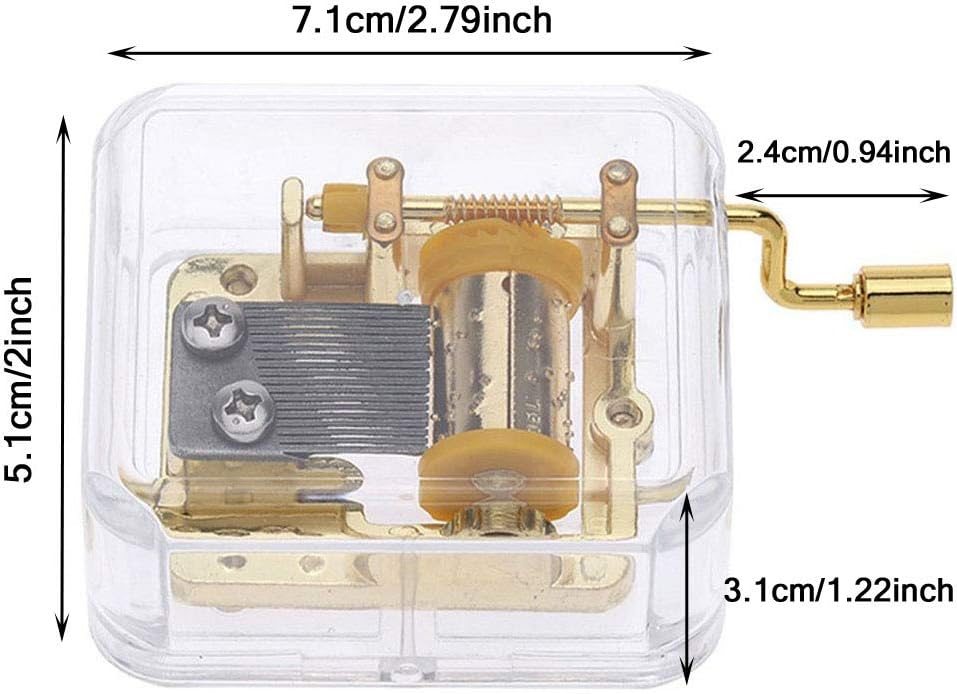 Small World Music Box - Clear Gold Hand Crank Musical Gift for Mom, Dad, & Kids