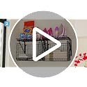 Laundry Room Wall Shelf with Wire Basket & Hooks - Black, Standard Variation