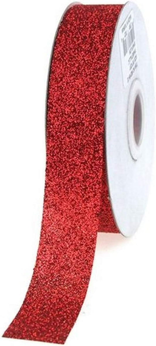 Red Glitter Ribbon for Gift Wrapping - 7/8-Inch, 25 Yards - Homeford