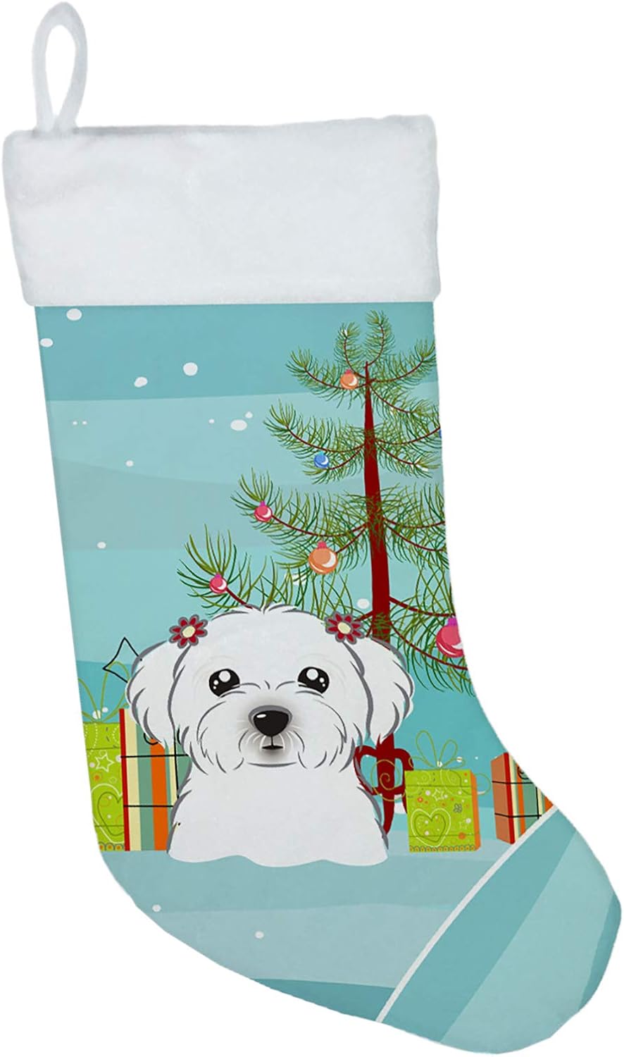 Shih Tzu Christmas Stocking - Chocolate Brown Dog Holiday Decor for Fireplace