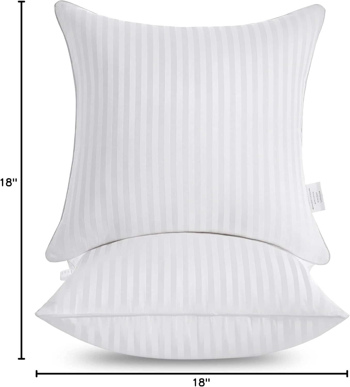 Oubonun Throw Pillow Inserts - Firm & Fluffy Decorative Cushions | 18 x 18 Inches, White, Pack of 2