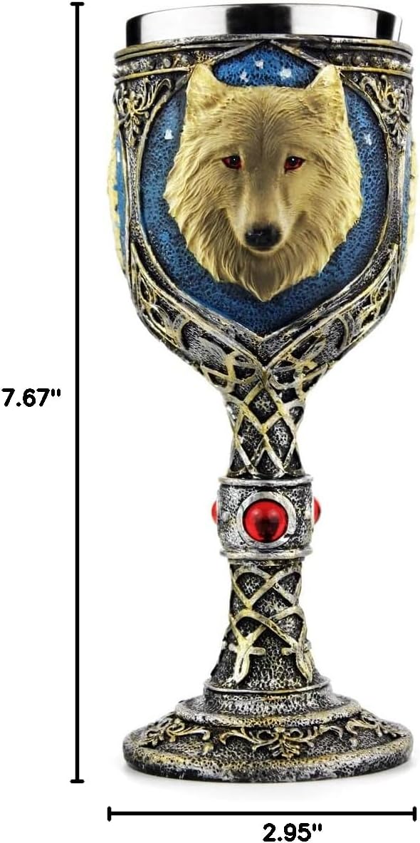 Stainless Steel Wolf Goblet - 3D Resin Wine Chalice Cup for Unique Occasions