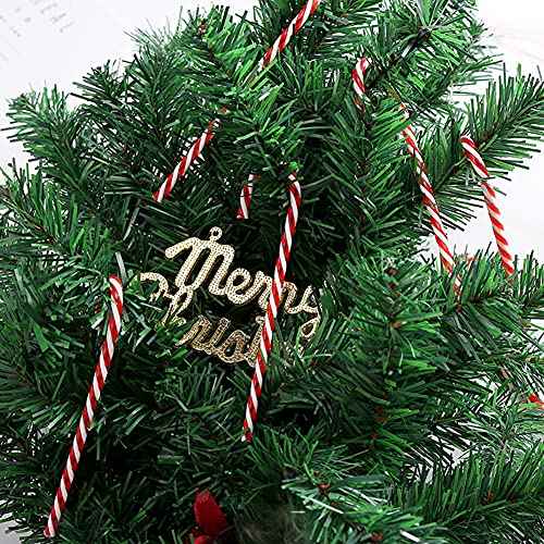 Christmas Candy Canes 32pcs Candy Canes Plastic Christmas Tree Hanging Ornaments with Approx 11yard Cord (red-5.1inch)