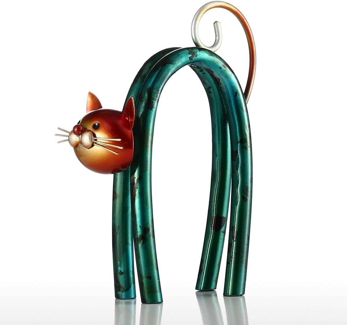 Modern U-Shaped Cat Metal Sculpture - Unique Cat Figurine for Home & Office Decor, Perfect Gift for Cat Lovers