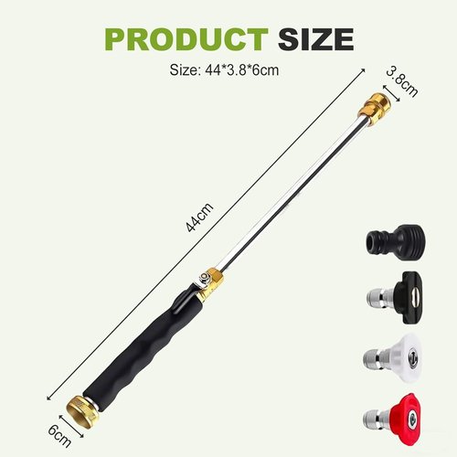 Jet Nozzle Power Washer Wand - 2026 Model with 3 Interchangeable Nozzles for Car & Garden Cleaning (Grey)