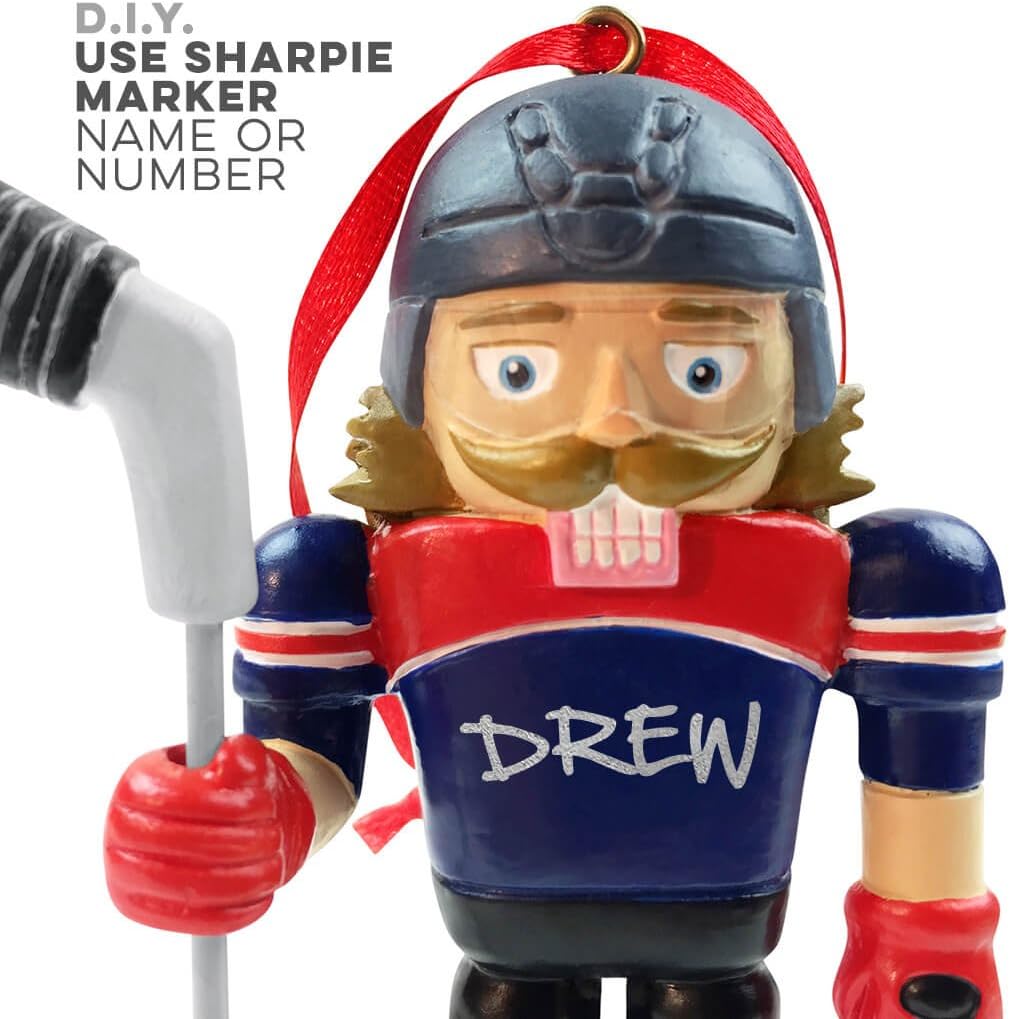 Hockey Nutcracker Christmas Ornament - Resin Sports Decor by ChalkTalkSPORTS
