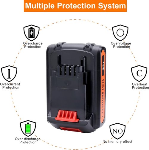 Black & Decker LBXR20 20V Lithium Battery - 4.0Ah Power for Cordless Tools | 2-Pack