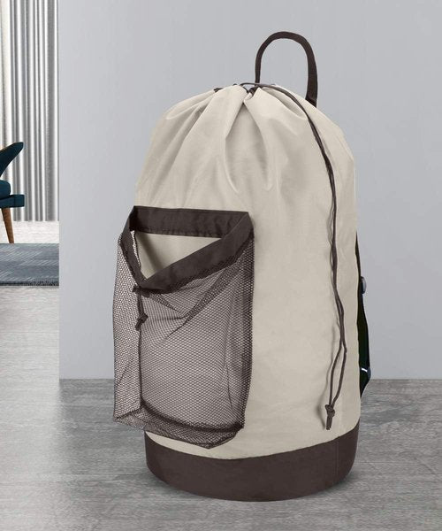 Dalykate Laundry Backpack - 115L Large Hamper with Shoulder Straps & Mesh Pocket | Khaki Color