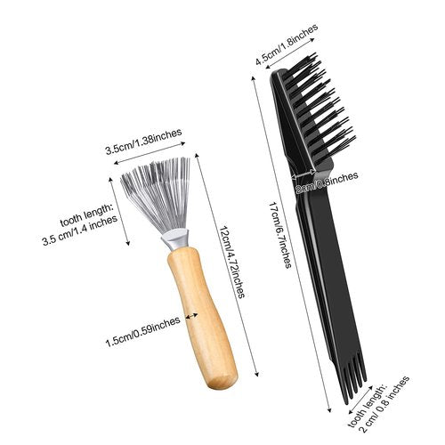 Boao Hair Brush Cleaning Tool - Mini Comb for Dust Removal | Polished Wooden Handle, 2 Pieces
