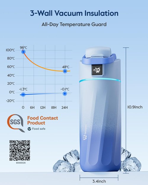 BOOST Smart Water Bottle with Reminder & Tracker, 16oz Kids Water Bottle for School, DIY Refrigerator Magnets, BPA-Free Vacuum Insulated Stainless Steel, Ideal for Mother's Day