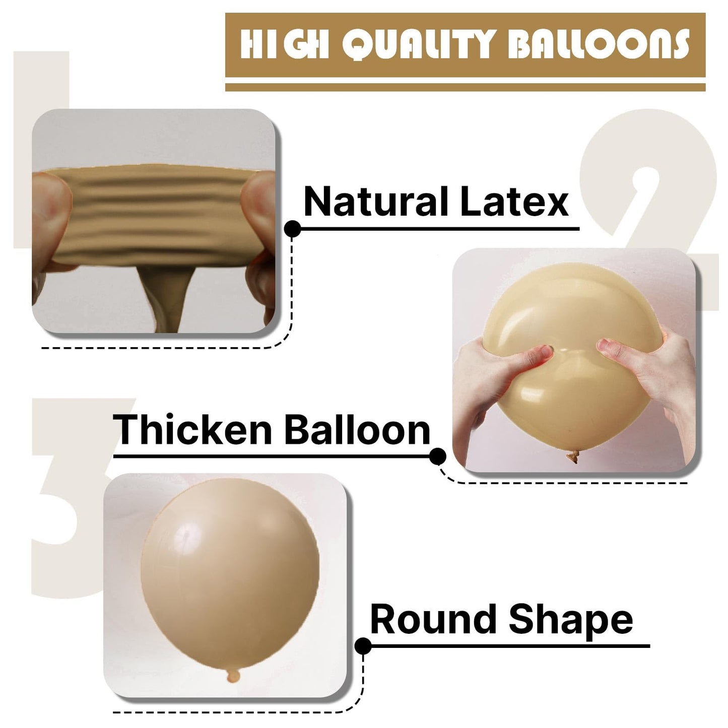 PartyWoo Cream Balloons 155 pcs Different Sizes of 18 12 10 5 Inch Beige Ivory Nude Neutral Boho Fall Latex Balloons for Graduation Birthday Baby Shower Jungle Theme Party Decorations Brown-F56