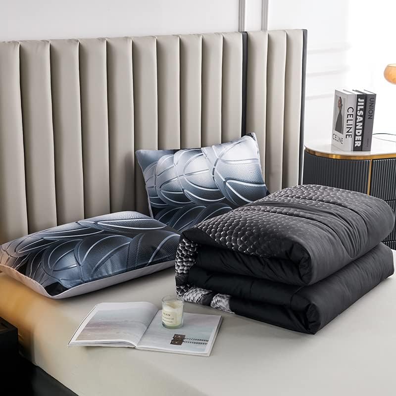 Football Comforter Sets,6 PCS Football Bedding Set,Kids Comforter Sets for Boys,Twin Black and Gold Bed Sets for Boys,Bed in A Bag with Sheets