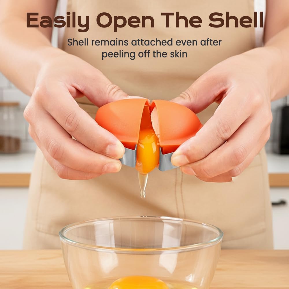 Skiennix Stainless Steel Egg Shell Opener - Multifunctional Cracker & Separator Tool | Orange