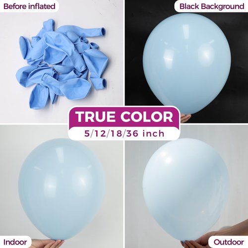 Bezente Pastel Blue Latex Party Balloons - 30 Pack 18 inch Round Helium Light Blue Bridal Blue Balloons for Boys Girls Birthday Bridal Shower Gender Reveal Wedding Anniversary Party Decorations