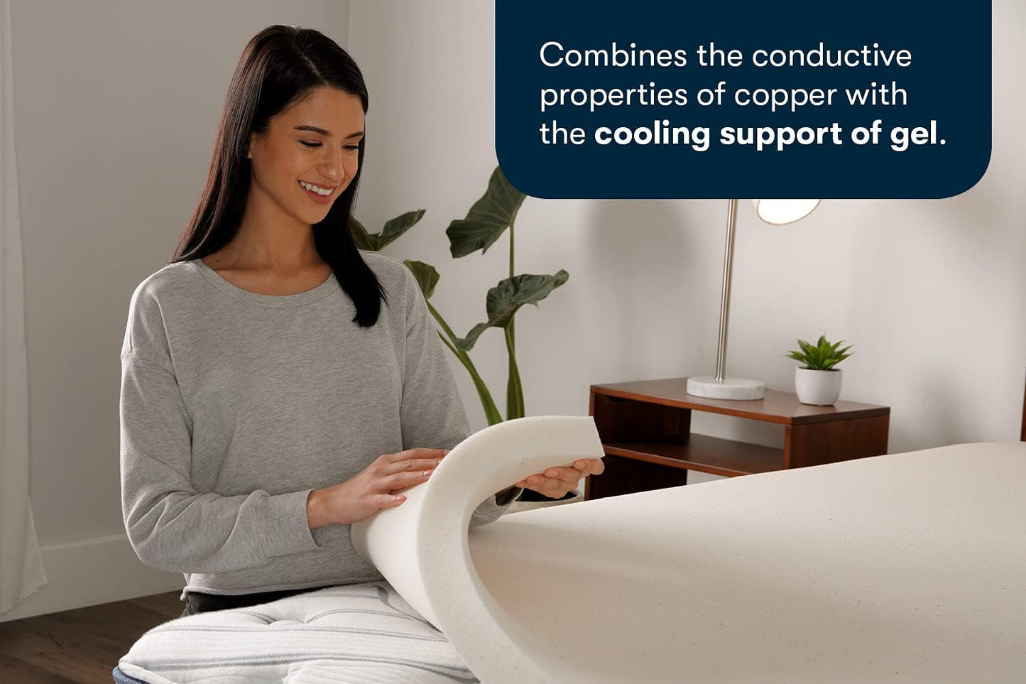 Serta CopperGel Cooling, Pressure-Relieving Memory Foam Mattress Topper, 2 Inch, Full