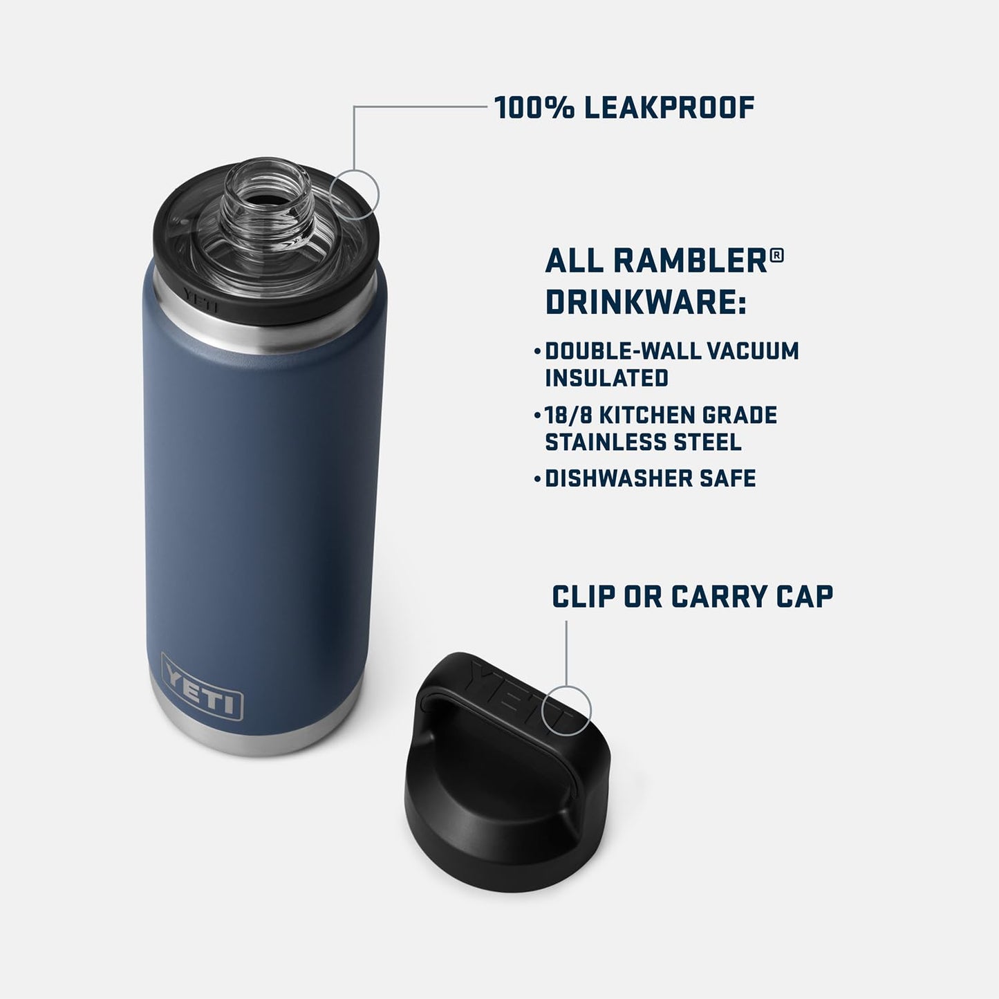 YETI Rambler 26 oz Bottle, Leakproof, Vacuum Insulated, Stainless Steel with Chug Cap, Firefly Yellow
